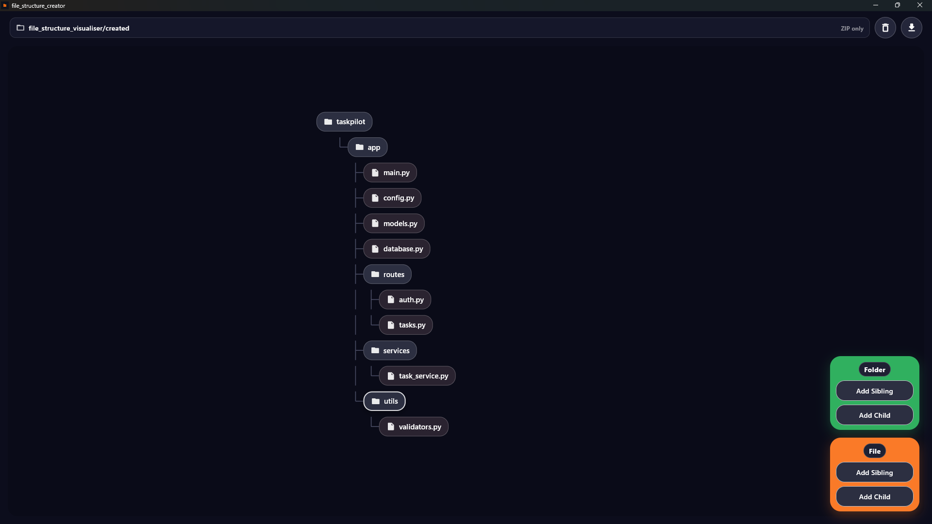 File Structure Visualiser screenshot