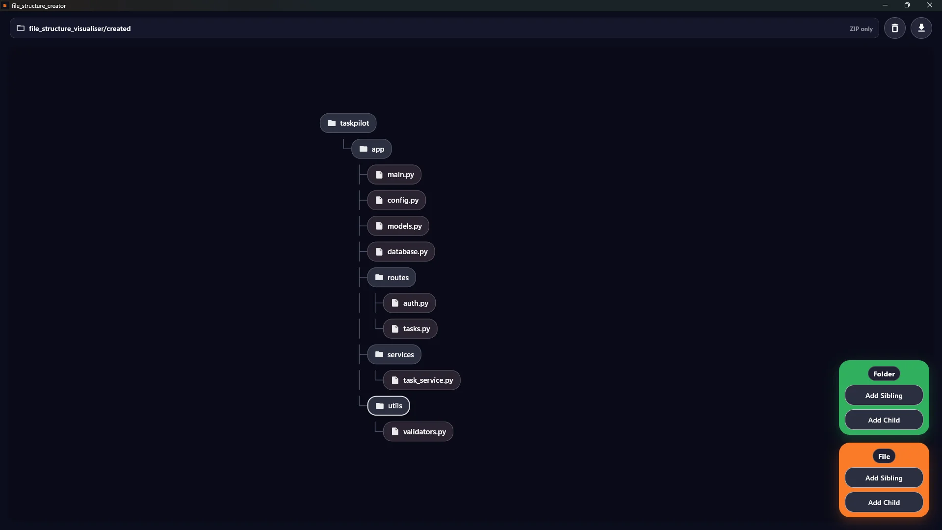 File Structure Visualiser Screenshot