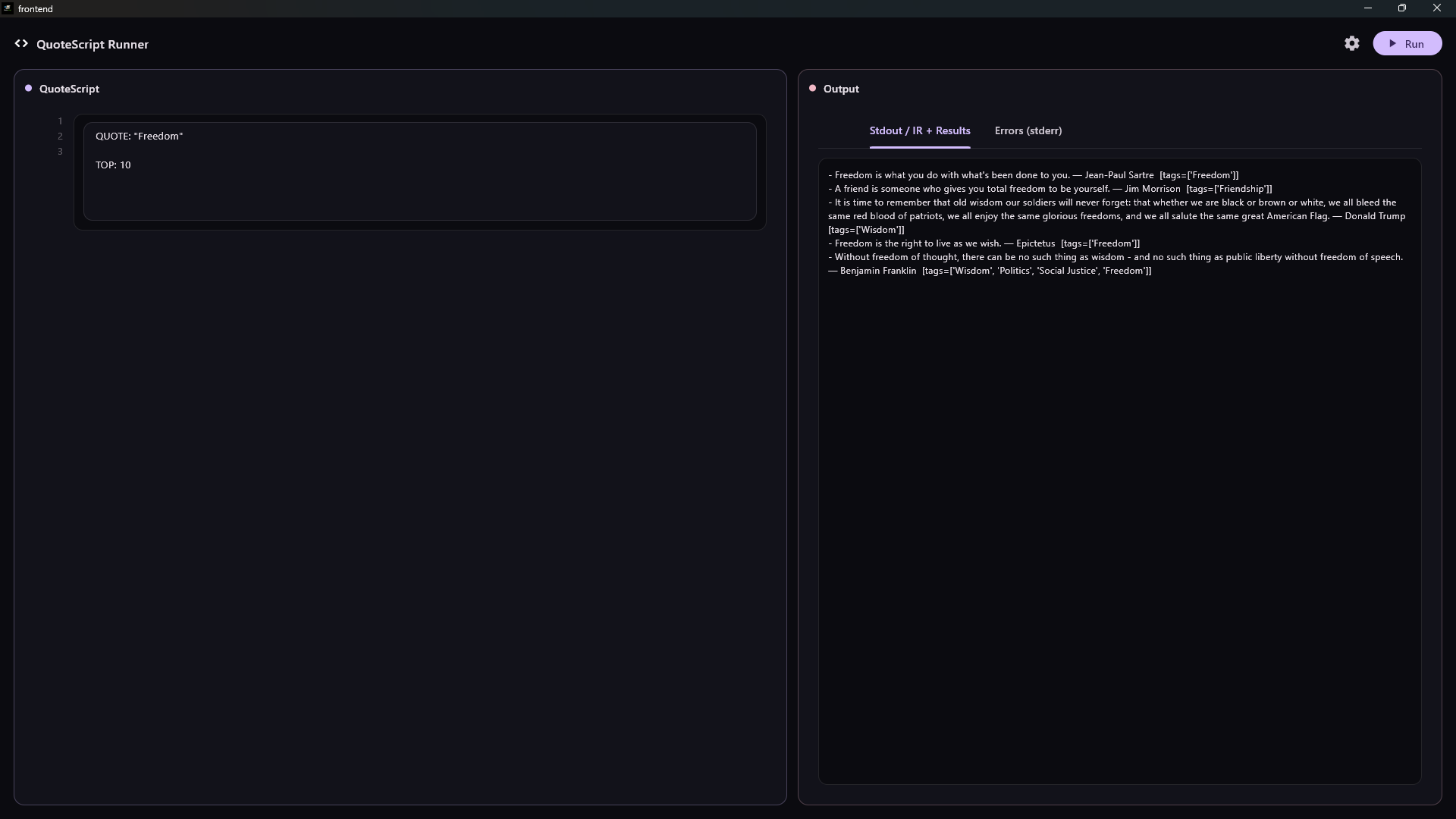 QuoteScript screenshot