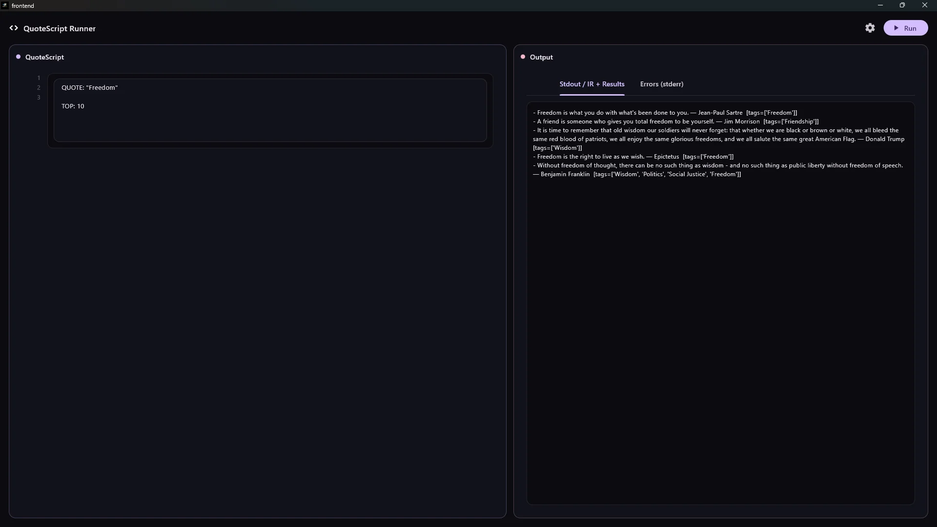 QuoteScript Screenshot